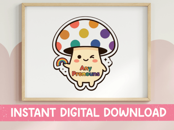 A Rainbow Mushroom Sticker for Blog Graphics & T-Shirt Designs