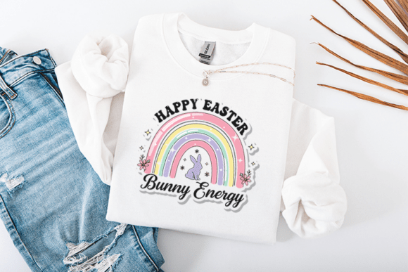 A Retro Rainbow Bunny Graphic for T-Shirt Designs & Editorial Use