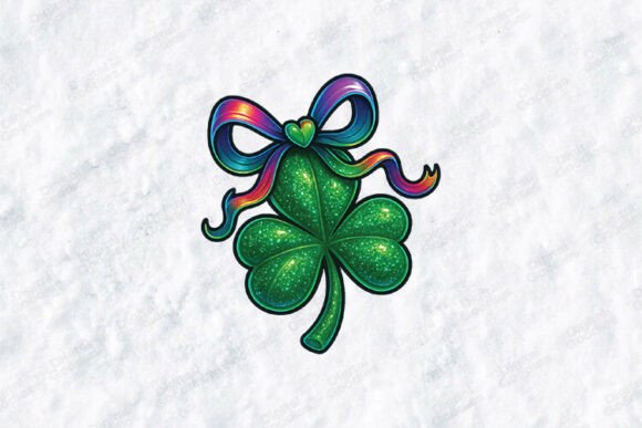 A Sparkling SVG: The Glitter Clover & Rainbow Bow for Graphics & T-Shirt Designs