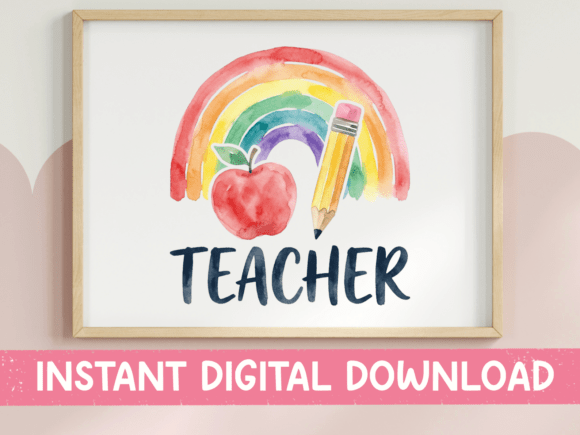 Assessing the Teacher Watercolor Rainbow SVG for Professional Design Work