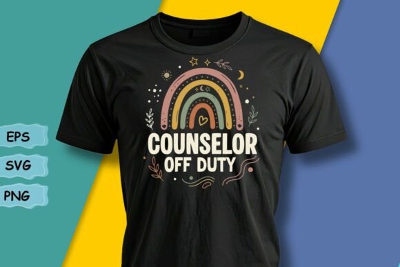 Boho Rainbow Graphics for School Counselor T-Shirt Designs