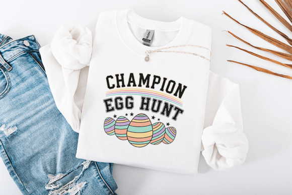 Champion Egg Hunt: A Varsity-Style Easter Embroidery Design