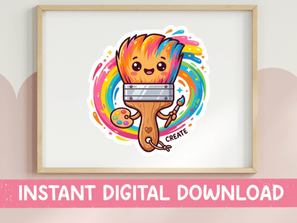 Create Paintbrush Mascot Sticker Print for T-Shirt Graphics
