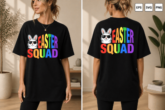 Easter Squad Graphics: A Bunny Design for Spring Editorial Use