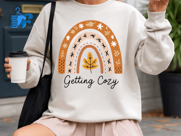 Getting Cozy Autumn Rainbow SVG Graphics for T-Shirt Designs