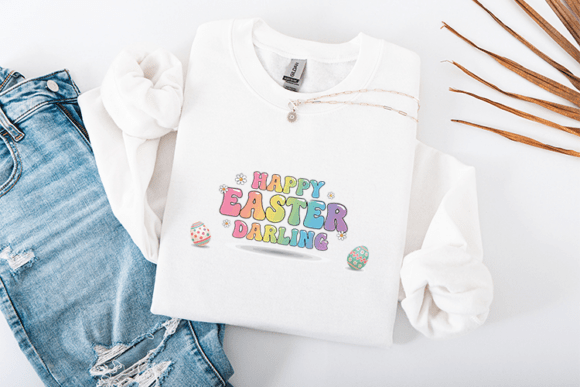 Happy Easter Darling SVG Retro Rainbow Graphics for T-Shirt Designs