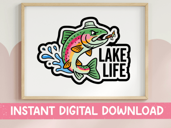 Lake Life Jumping Trout Sticker: A Graphic Design Asset Review