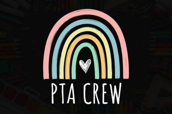 Pastel Rainbow PTA Crew Typography Tee: Graphics for T-Shirt Designs