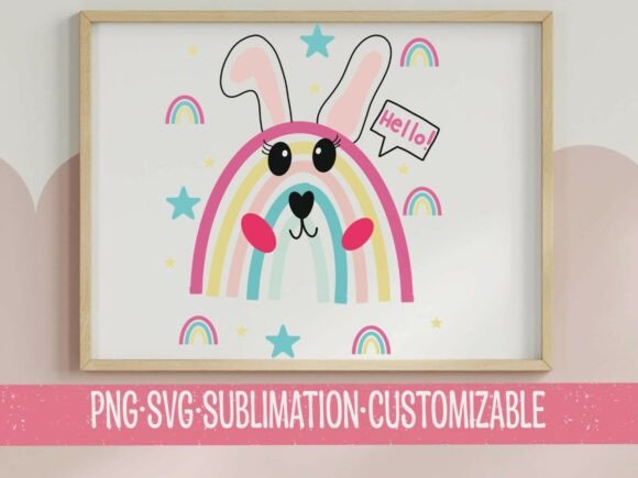 Rainbow Bunny Easter Graphics for T-Shirt Designs & Blog Publishing