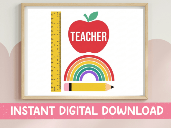 Teacher Apple Ruler Rainbow Graphics: A Designer's Review for T-Shirt Designs & Brand Content